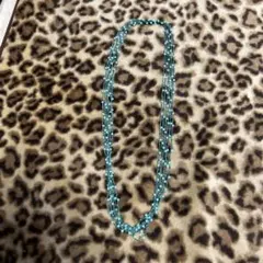 青いビーズの多層ネックレス 約80cm