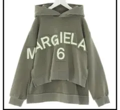 MM6メゾン マルジェラ ロゴプリント パーカー 14Y カーキグレー