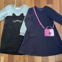 ケイトスペード 長袖 ワンピース ポシェット ネコ 130 2点セット