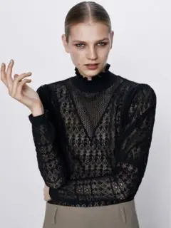 新品 ZARA パフスリーブセーター Mサイズ