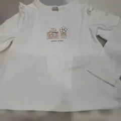 キッズ 120 ロンT 長袖 プティマイン 綿100% ホワイト フリル 女の子