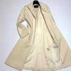 【訳あり】ワールド UNTITLED アンゴラ混 ロングコート クリーム色 秋冬