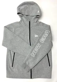 ⁠ NEW ERA 袖ビッグロゴ ジップパーカー XL グレー