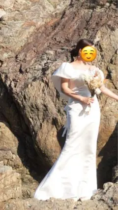 ウェディングドレス　前撮り用　オフショルダー