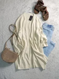 未使用 アーバンリサーチ ドアーズ 麻 綿 ロング ニット カーディガン M