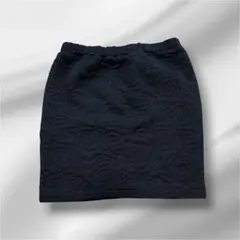 14日まで‼️極美品✨ミニスカート バラ柄 ジャガード タイト ギャル 黒 ゴム
