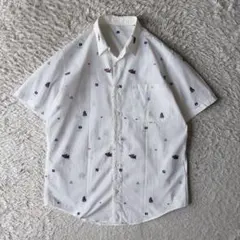パパス PAPAS シャツ 半袖 S 白 ヨット 刺繍のサムネイル
