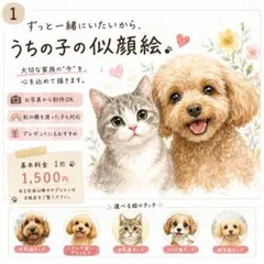 【9/15まで限定価格】ペット似顔絵 オーダー 犬 猫 うちの子 水彩