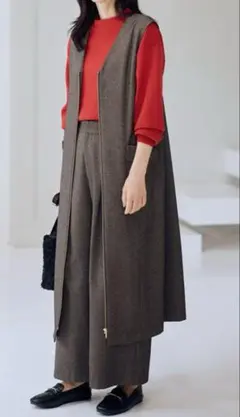 anyFAM オンワード樫山　ライトツイードジャンパースカート　L