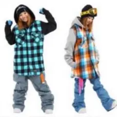 スノーウェア　スノボーウェア　防寒着　チェック　男女兼用★オシャレ