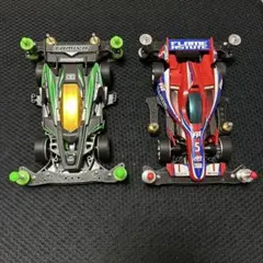 タミヤ ミニ四駆 FLAME ASTUTE とデクロス-02の完成済み車両