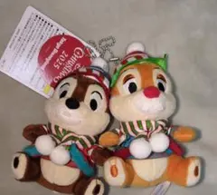 東京ディズニーリゾート　チップとデール　ぬいぐるみバッジ　クリスマス