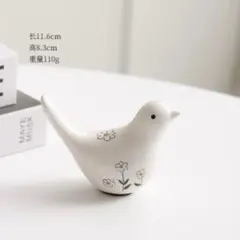 北欧風フラワーデザイン小鳥オブジェ ホワイト陶器インテリア ナチュラル雑貨