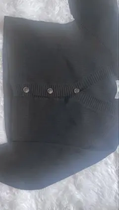 黒いリブ編みカーディガン M