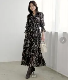 SNIDEL Sustainableプリーツプリントワンピース サイズ1