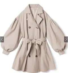 タグ付きGRLリボンベルト付きボリュームスリーブショート丈トレンチk8939a