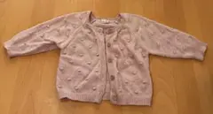 プティマイン 薄いピンク ドット模様 カーディガン