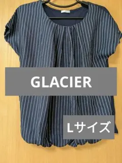 グラシアGLACIER　ストライプTシャツ　オフィカジ　ネイビー　着痩せ　綺麗め