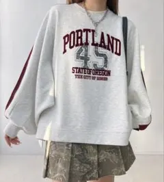 ♪袖ライン ナンバー カレッジロゴスウェットプルオーバー
