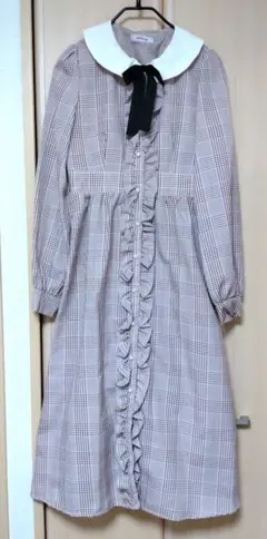 Ank Rouge チェック柄ロングワンピース　ピンク