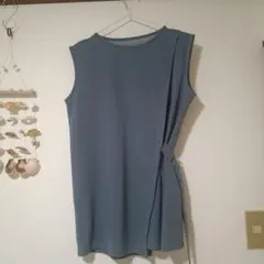 グレー ノースリーブチュニック ベルト付き