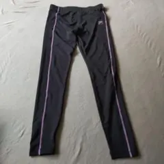 FILA トレーニングタイツ 黒 ピンクライン