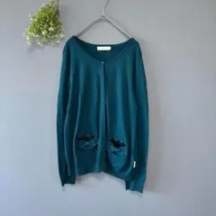 アースミュージック［M］リボンポケット　レーヨン　ウール　カーディガン　長袖