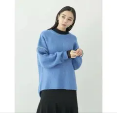 【新品タグ付】アースミュージックアンドエコロジー 配色ステッチニットプルオーバー