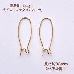 高品質　14kgf キドニーフックピアス　大　2ペア　4個　　アレルギー防止
