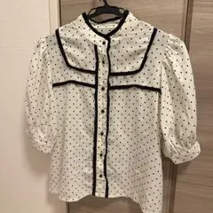 earth music&ecology ドットフリルブラウス