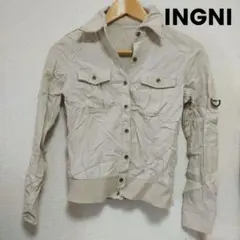 中古　INGNI ミリタリーシャツ M ベージュ系 長袖　ワイヤー襟のサムネイル