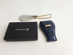 VISARUNO 折りたたみ式携帯靴べら クロコ型押しケース付き