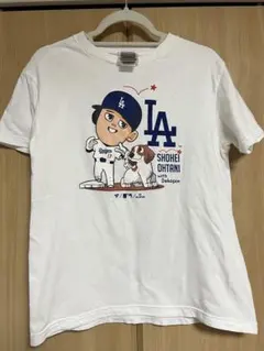 値下げ　レア　ドジャース 大谷翔平 ヘッドバンプ デコピン Tシャツ　S 汚れ有