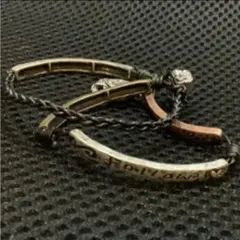ハンドメイド　メタル&レザー二重巻きブレスレット　黒その3