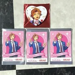 ラウンドワン☆ときめきメモリアル☆新名旬平☆ステッカー３枚＋ハート型缶バッチ