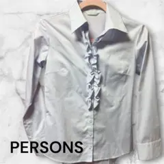 PERSON'S 長袖 フリルシャツ ライトブルー　５Rのサムネイル