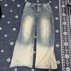 グラデーションワイドレッグデニムパンツ