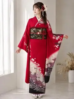 美品 正絹振袖3点セット Sサイズ 紫 桜 御所車 成人式 前撮り - メルカリ