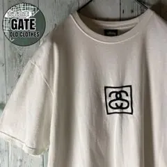 【※希少】stussyステューシー★センター刺繍ロゴ tシャツ L 白 SSロゴ
