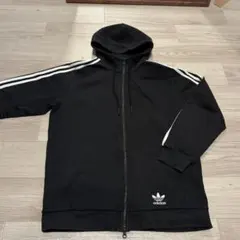 adidas ブラック ジップパーカー L フード