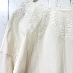 スタディオクリップ オフホワイト F 葉っぱ 刺繍 ブラウス プルオーバー綿