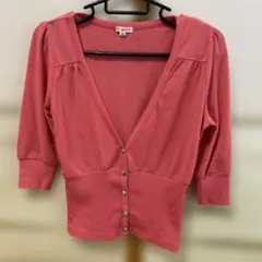 GLACIER ピンク 七分袖カーディガン Mサイズ