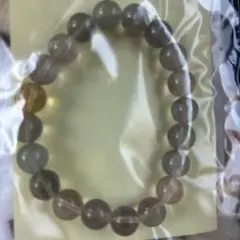 フローライトラビットヘアー 天然石 ブレスレット グレー ベージュ