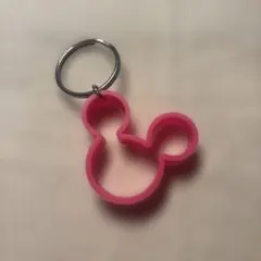 ディズニー ミッキー シリコン キーホルダー 蛍光ピンク