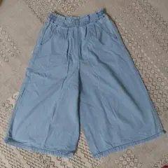 ライトブルー　ワイドパンツ　ハーフパンツ　キッズ　150　ユニクロ　GU