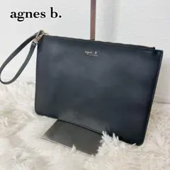 agnes b. VOYAGE ポーチ 黒 レザー調 クラッチバッグ アニエスのサムネイル