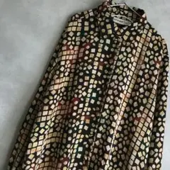 古着シャツ 古着 シャツ レトロ ペインティング アート 水墨画 長袖