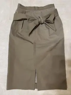 【NOLLEYS】リボン付きオリーブ色タイトスカート