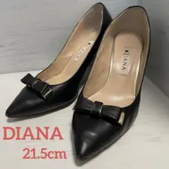 【美品】DIANA パンプス リボン ポインテッドトゥ 21.5cm 黒のサムネイル