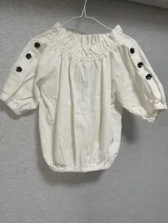 アイボリー オフショルダー 半袖シャツ Mサイズ